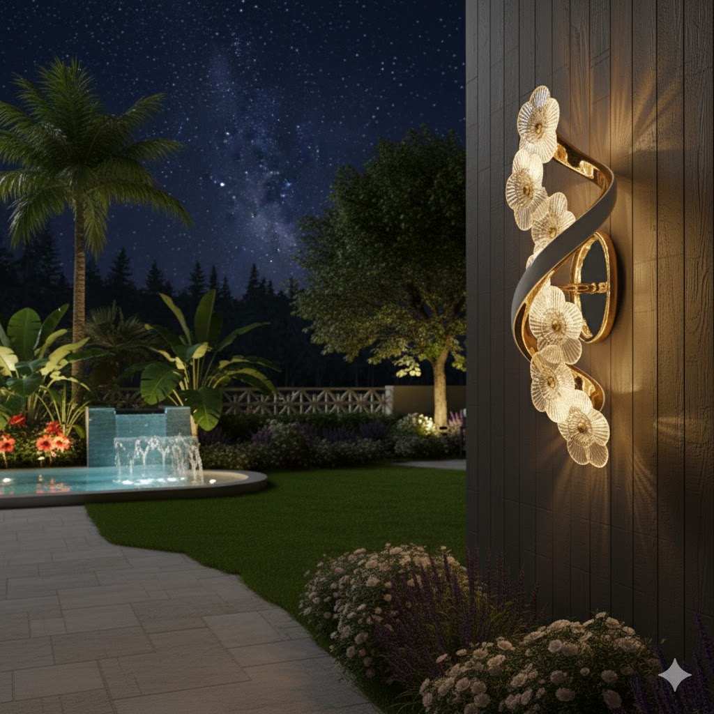 BloomSpiral Crystal Floral (Gold) Wall Light