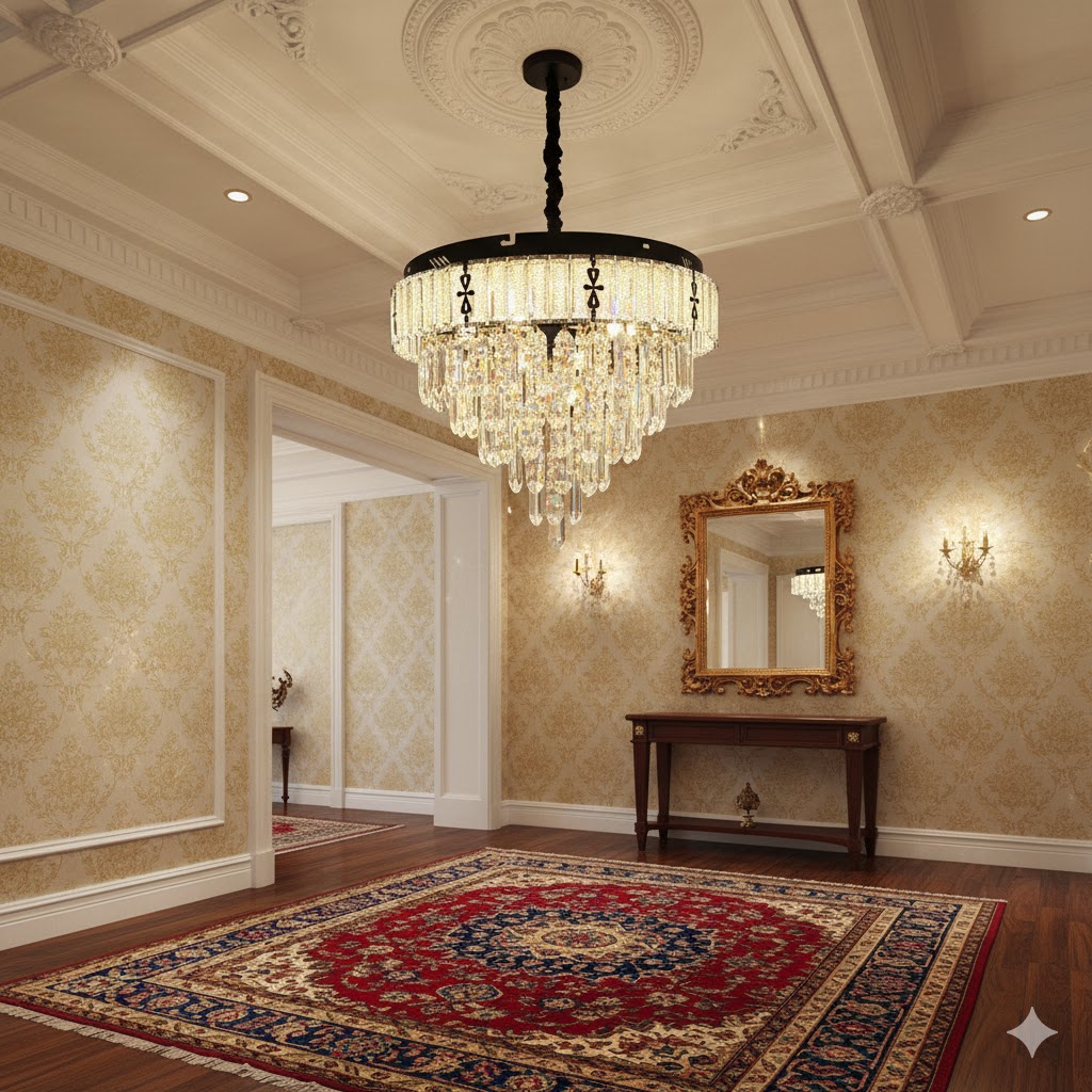 CrystalDusk Prism (3 Color Built in LEDs) Crystal Chandelier