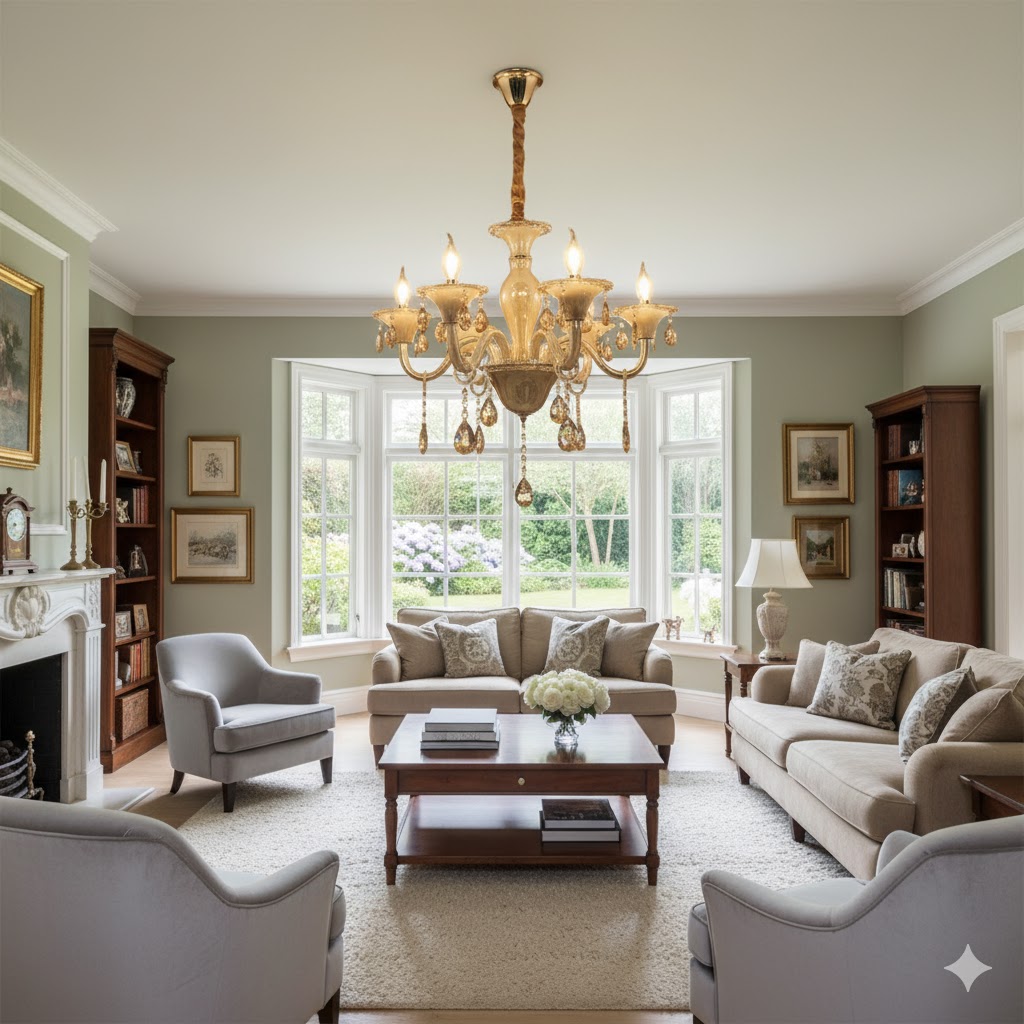 RoyalAmber Classic 8-Arms Light Crystal Chandelier for Living Room & Dining