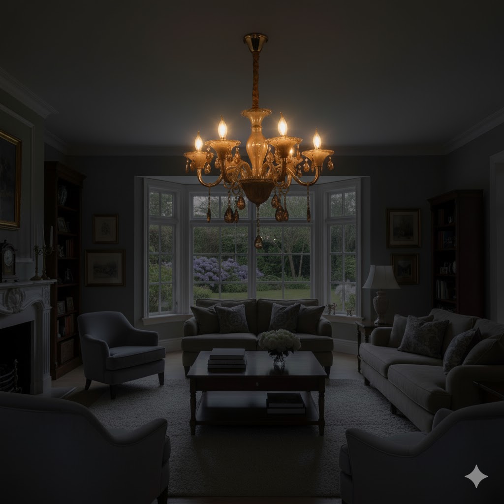 RoyalAmber Classic 8-Arms Light Crystal Chandelier for Living Room & Dining