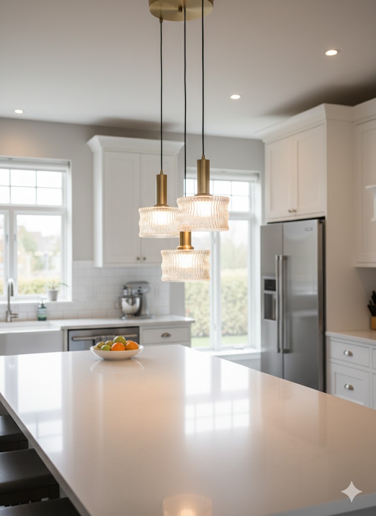 RippleGlow Trio Pendant Hanging Light | For Bed Room, Kitchen Island or Dining Area