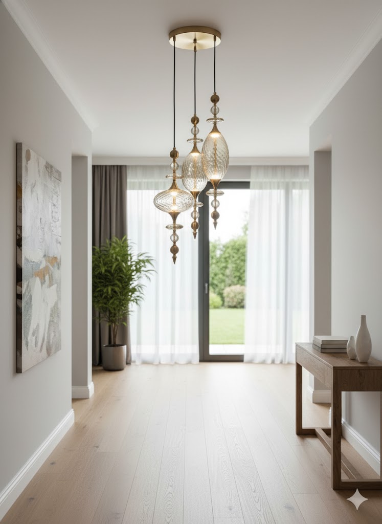 MosaicBloom Trio Light | For Foyer & Hallway or Bedroom | Three Lights Hanging