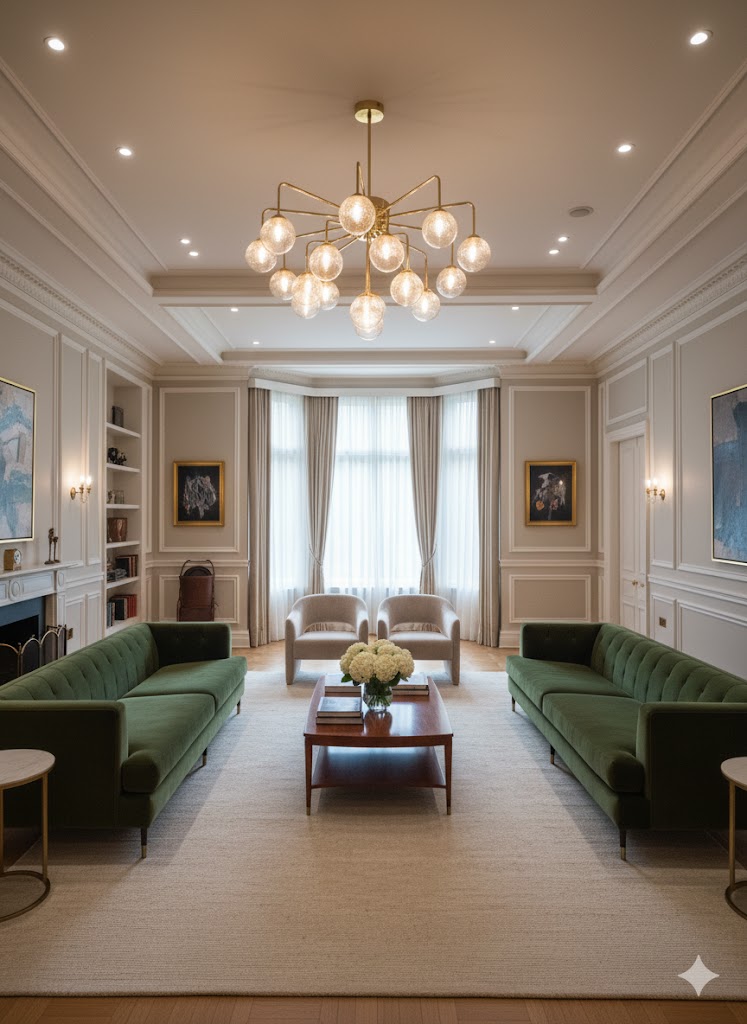 GoldenSphere Radiance Modern Chandelier | For Living Room & Home Décor