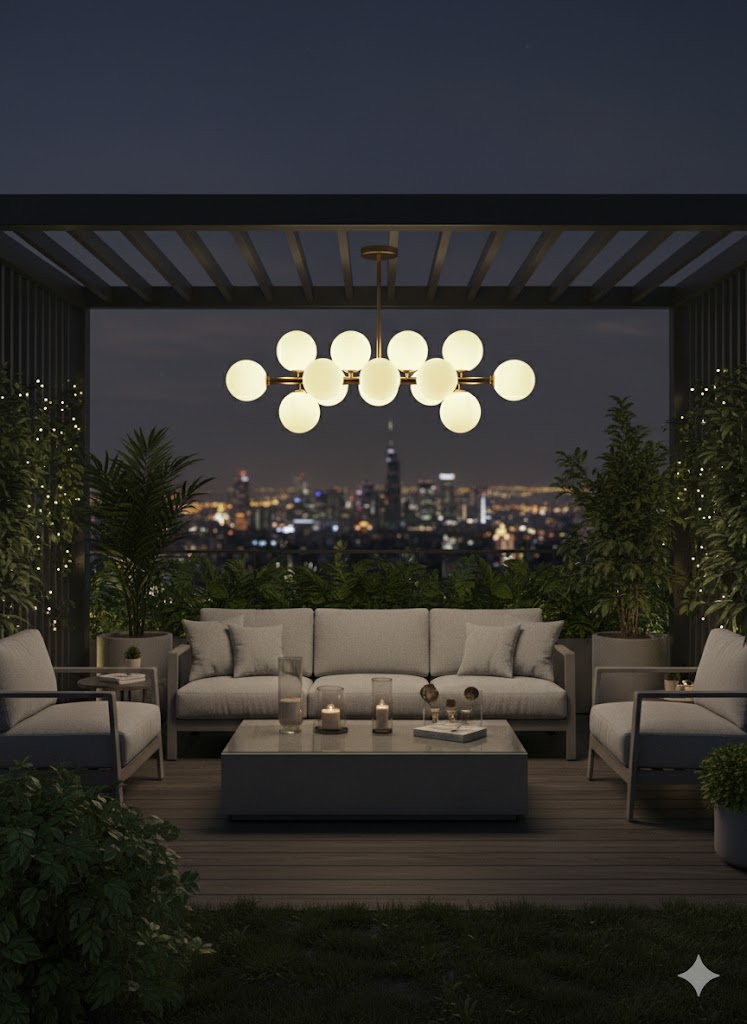 SkyGlow Orb Cluster Chandelier | For Bed Room and Living Room | Set of 14 Orbs & Bulbs