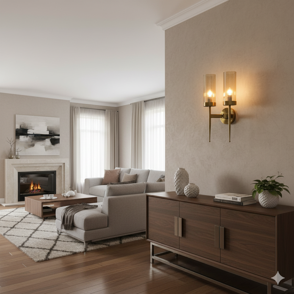 TwinLuminaCyl Gold Wall Light | Double Cylinder Glass Sconce | Modern Luxury Wall Lamp for Bedroom & Living Room