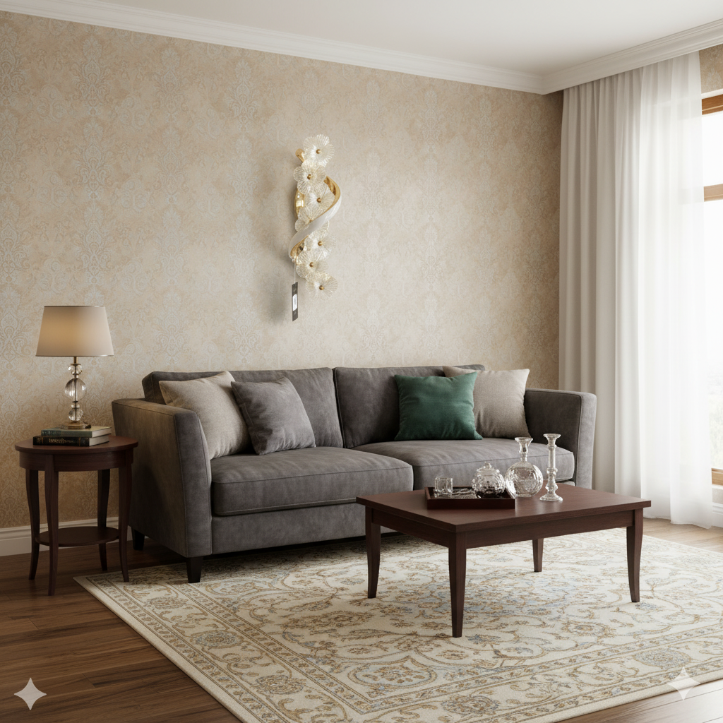 BloomSpiral Crystal Floral (Gold) Wall Light