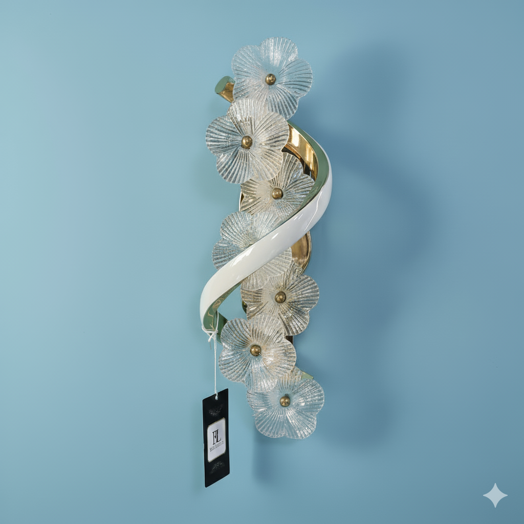 BloomSpiral Crystal Floral (Gold) Wall Light