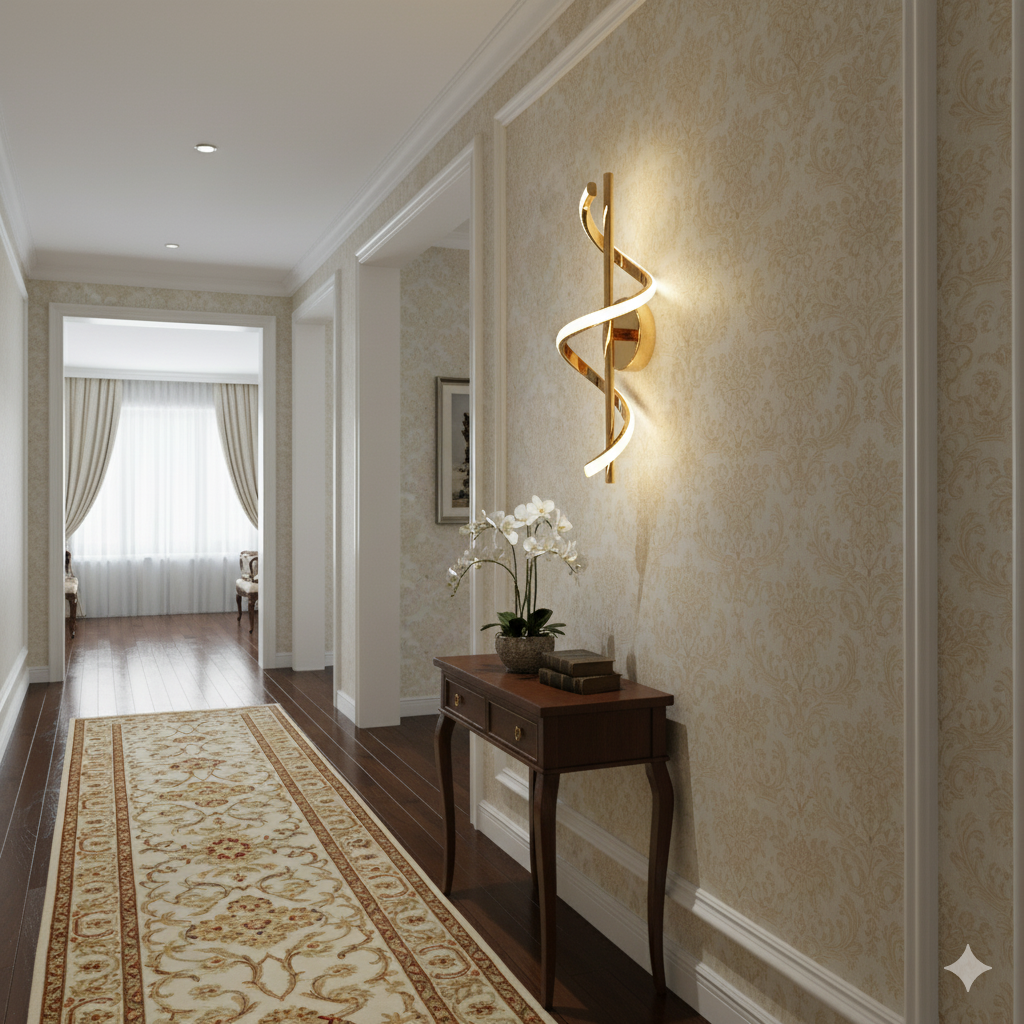 SpiralAura Gold LED Wall Light