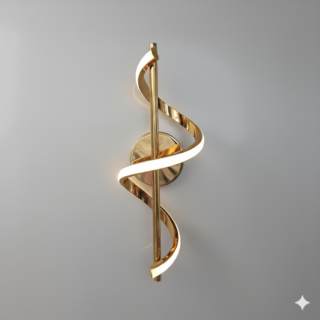 SpiralAura Gold LED Wall Light