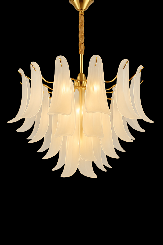 Ivory Bloom Designer Crystal (Gold) Luxe Chandelier – Murano Series