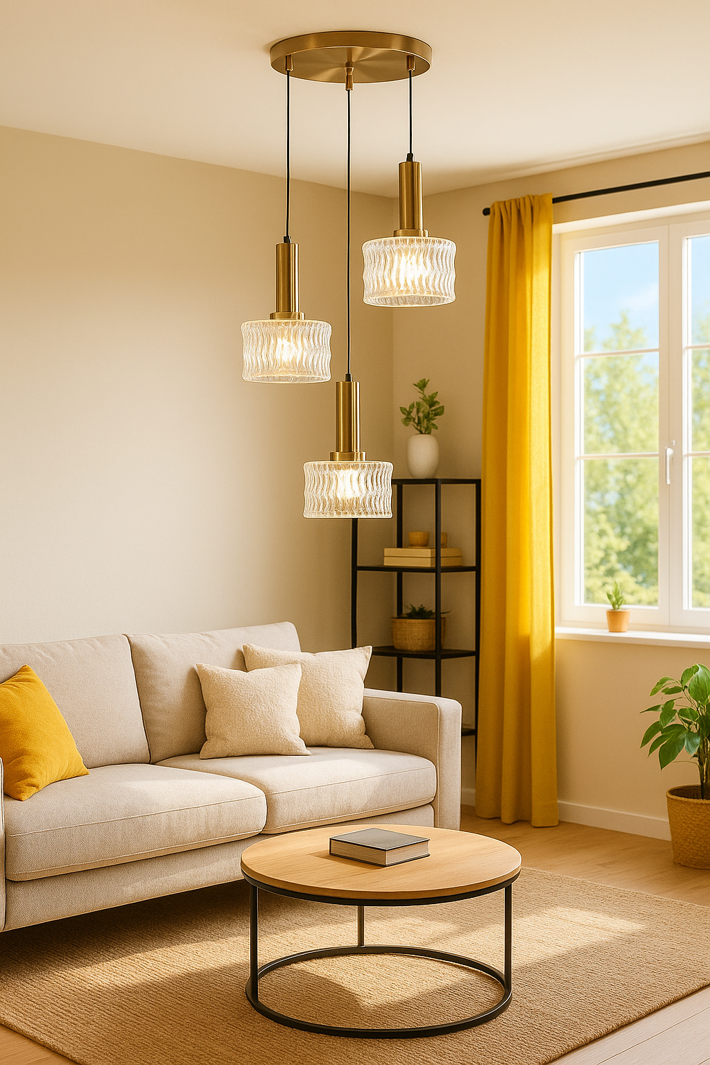 RippleGlow Trio Pendant Hanging Light | For Bed Room, Kitchen Island or Dining Area