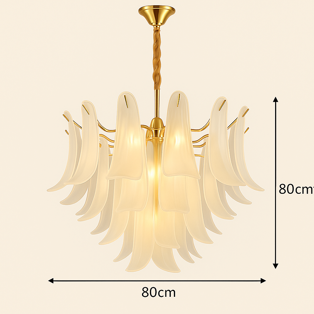 Ivory Bloom Designer Crystal (Gold) Luxe Chandelier – Murano Series