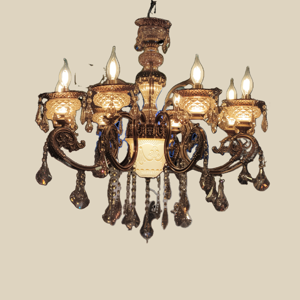 The Royal Ensemble (8 Arms with Antique Finish) Royal Crystal Chandlier