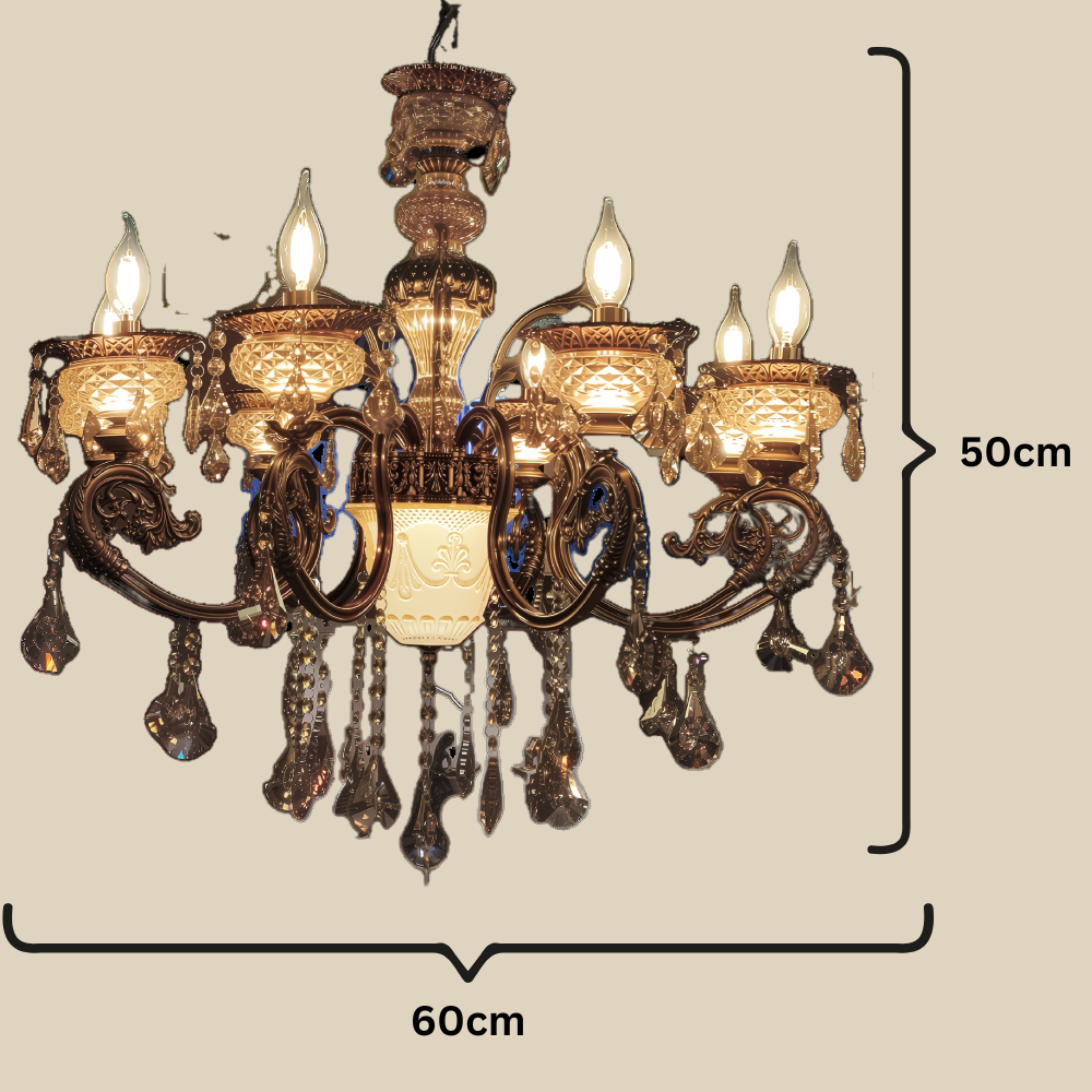 The Royal Ensemble (8 Arms with Antique Finish) Royal Crystal Chandlier