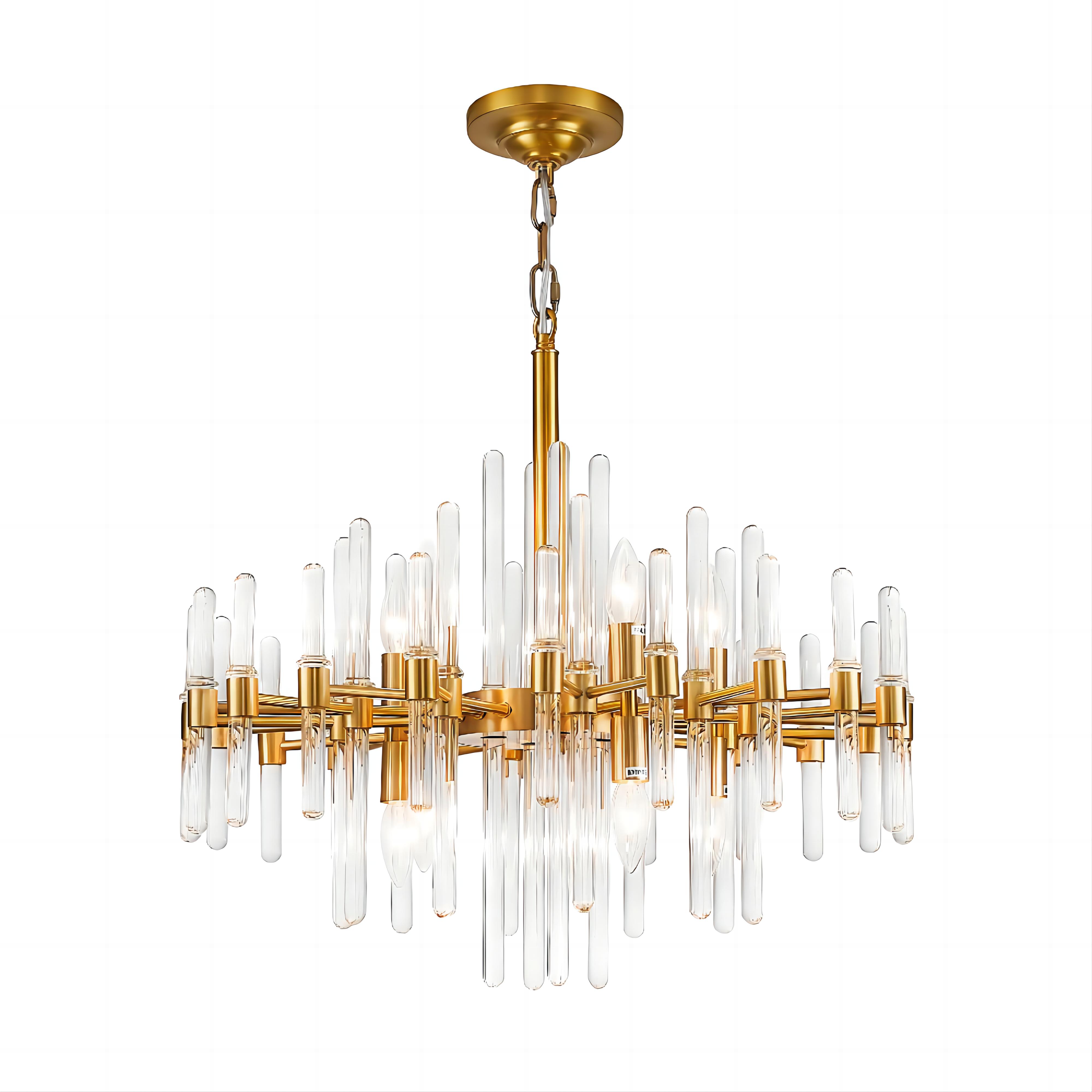 Aurelia Luxe Crystal Gold Chandelier – Modern Hanging Chandelier