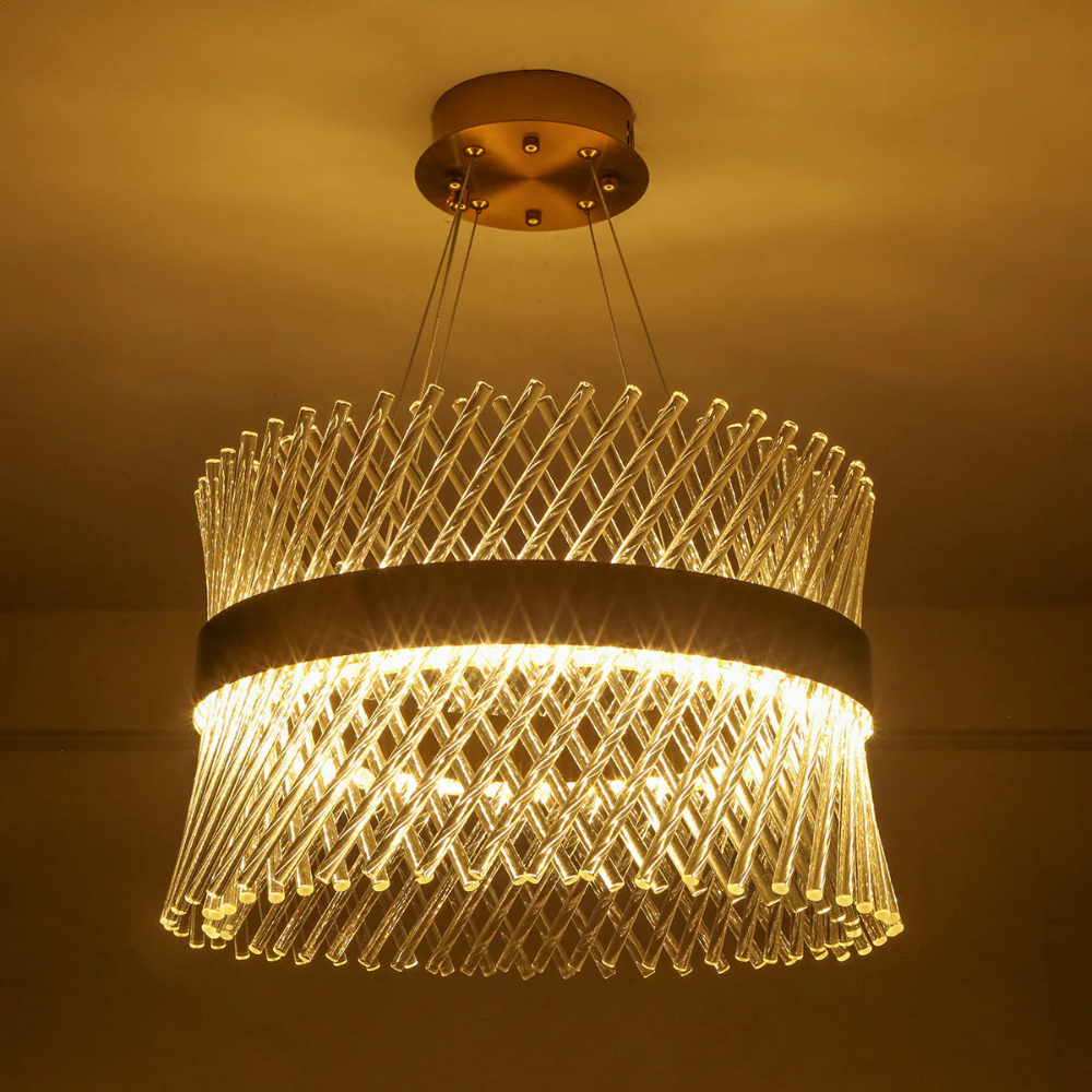 LumiWeave – Luxury Warm Crystal Chandelier (3 Colors LED Light)