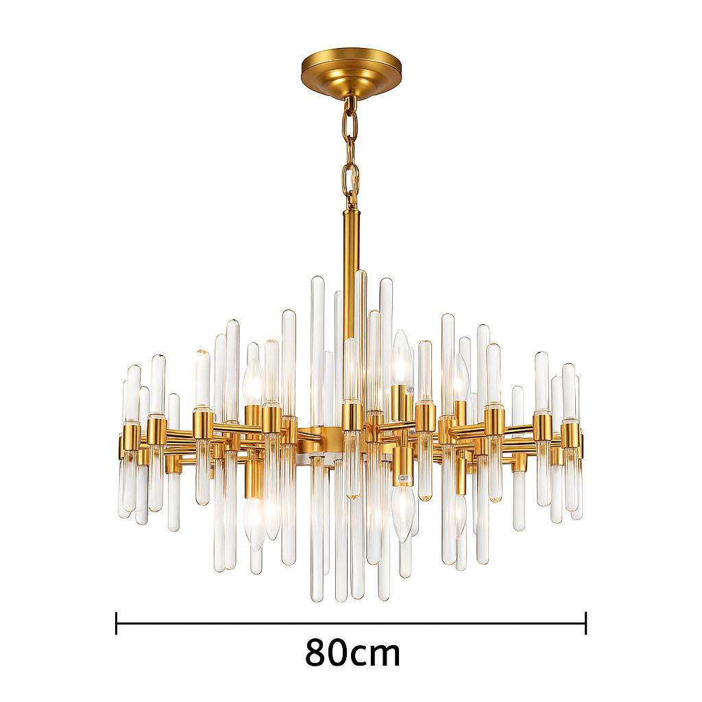 Aurelia Luxe Crystal Gold Chandelier – Modern Hanging Chandelier